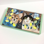 C様専用ページ 原画 似顔絵 猫と犬の筆入れ ペンケース 絵 手描き 絵画 イラスト アート