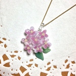 ガラスの紫陽花ペンダント　レトロピンク【再販】