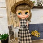 【送料無料】リカちゃん/ブライス   ギンガムチェックワンピース