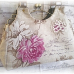 ☆STOF　フランスリネン☆花柄☆６wayベンリー口金バッグ　27ｃｍ