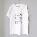 白い、しあわせの本棚Tシャツ