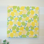 【アウトレット品】洋ナシとレモンのファブリックパネル  30cm×30cm 