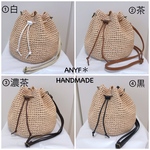 送料無料＊カラーが選べるエコアンダリアの手編み巾着バッグ