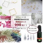 数量限定商品！【リュミエラ】お得な資材6点詰め合わせセット！10gレジン液 ラメ封入素材 さざれ石 スタッズ フレーム モールド