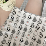 ねこさんの縦長ぽってりお買い物バッグ＊モノトーン