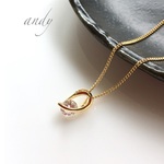 Twist Charm Zirconia Gold Charm Necklace