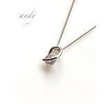 Twist Charm Zirconia Silver Charm Necklace