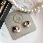 ラピスラズリとスワロフスキーのピアス/イヤリング 紫陽花
