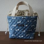 ♡特価品♡　2000→1800円！！　洗える・保冷お弁当用トートバッグ　女の子用　リボン柄　デニムカラー