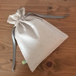 【再販♪3】星の綿麻 巾着袋 ＊グレイッシュピンクにシルバー×ペパーミント 19×23.8＊給食袋 に フリル巾着