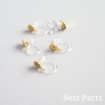 8pcs ノンホールピアス 樹脂イヤリング カン付き平皿 ゴールド