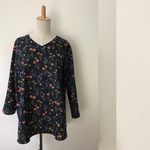 コットンリネンのワイドチュニック＊ネイビー【受注製作】