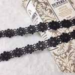 ＊再入荷＊1m 綺麗 お花 ケミカルレース ブレード 黒 BK190531 ハンドメイド 手芸 素材 材料 DIY