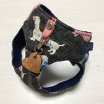 ダックスフント用 ハーネス 犬用 ダックス柄 イニシャルチャーム付き