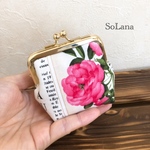 薔薇×英字◇手乗りがま口◇ポーチ◇コインケース