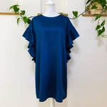 ｅ様専用🌱大人素敵なフリル袖のワンピース🌱ブルー