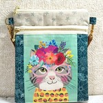 花冠猫のダブルファスナーポーチ☆メガネ猫