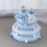【受注製作】お誕生日クレイケーキファーストシューズ  スカイブルー  