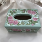 薔薇のミニティッシュケース★トールペイント★ミント