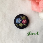アサガオ🌸ミニ刺繍ブローチ(ヘアゴム可)