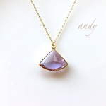 Fan Motif Light Purple Gold Necklace