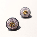 ＜Stella～遊び好きの星～＞刺繍ピアス◎チョコマーブル◎2way★ロングポスト/アレルギー対応変更可能 