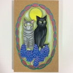 手描き 3月 猫のイラスト 2017カレンダー原画 絵 絵画 アート 壁掛け