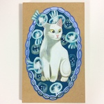 手描き 7月 猫のイラスト 2017カレンダー原画 絵 絵画 アート 壁掛け