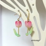 春色チューリップのピアス　