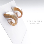 【4個 24×15mm】ミルクティー マーブル アクリル ピアスベース 金具