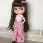 blythe  outfit 鳥さん刺繍ワイドパンツセット