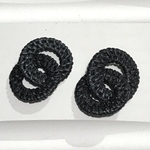 ラタン 籐 ダブルサークル チャーム 二連 2個 ブラック