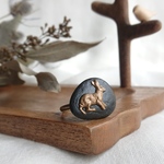 ドイツ🇩🇪製ビンテージボタン 🐇うさぎ リング💍アンティークゴールド