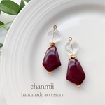SALE♡ボルドカラー×クリア ピアス