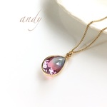 Glass Stone Aqua Pink Gold Charm Necklace