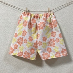 夏の涼しいパンツ 手ぬぐい ステテコ ズボン ハイビスカス オレンジ