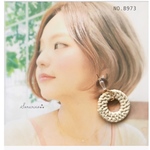 No.B973  おおぶり♔ 人気のラタン×クリアビーズ お洒落ピアス / イヤリング