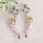 藤の花のイヤリング ＊つまみ細工＊