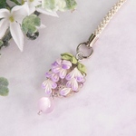 藤の花のストラップ　∗つまみ細工∗