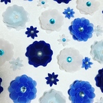 お花シール❁︎40枚❁︎半透明 blue ＆ white