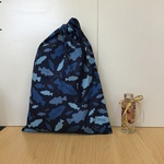 ラスト❗️ w30×40cm 紺色 魚 さかな柄 体操着袋 体育着袋 給食着袋