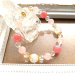 再販8＊たっぷりインカローズとローズクォーツで恋愛運アップ♡パワーストーンブレスレット＊華ブレス