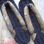 布ぞうり：mhkさまご予約品＊dark  blue27cm/風神雷神（茶）