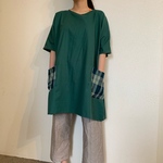 グリーンの楽ちんチュニックワンピース