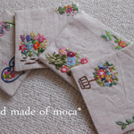 a様オーダー/リネンハンド刺繍コースター4枚set/キナリ（亜麻）