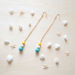 夏色ロングピアス ターコイズ 夏 金属アレルギー対応 チタン 樹脂ピアス イヤリング 樹脂ノンホール