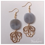 シンプル♡マーブル♡透かしフラワー♡上品♡ピアス♡イヤリング♡グレー