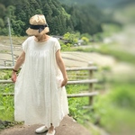 リネン100% フレンチスリーブワンピース ♪