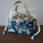 ※1点のみアウトレット価格※　洗える！保冷お弁当用バッグ　男の子用　女の子用　北欧風　くま柄　ブルー