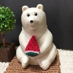【再販】しろくま貯金箱 三角スイカ🍉